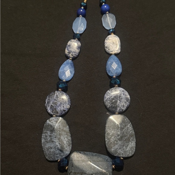 ROX By Alexa Chunky Blue Gemstone Statement Necklace - Picture 2 of 6